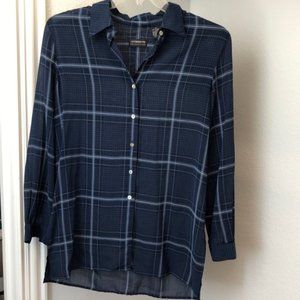 Liz Claiborne translucent plaid button down blouse